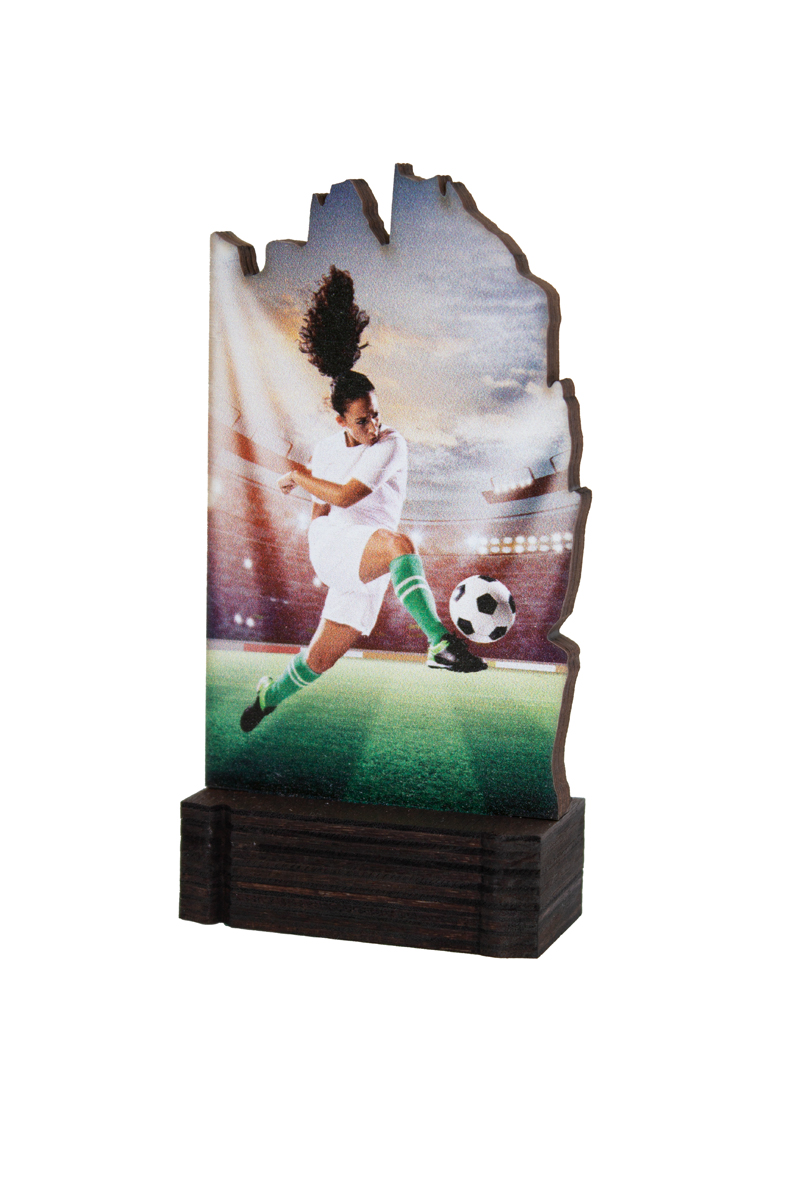 22409 Trofeo fútbol femenino madera grabado 22409 - Imagen 1