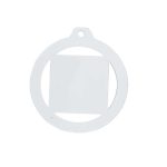 Medalla blanca sublimada grabada con cinta 26-6005-0