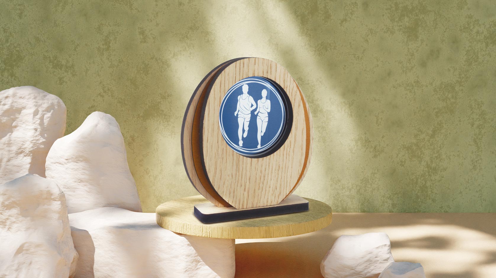 1385-fondo Trofeo madera con disco cristal grabado con disco cristal 1385 - Imagen 1